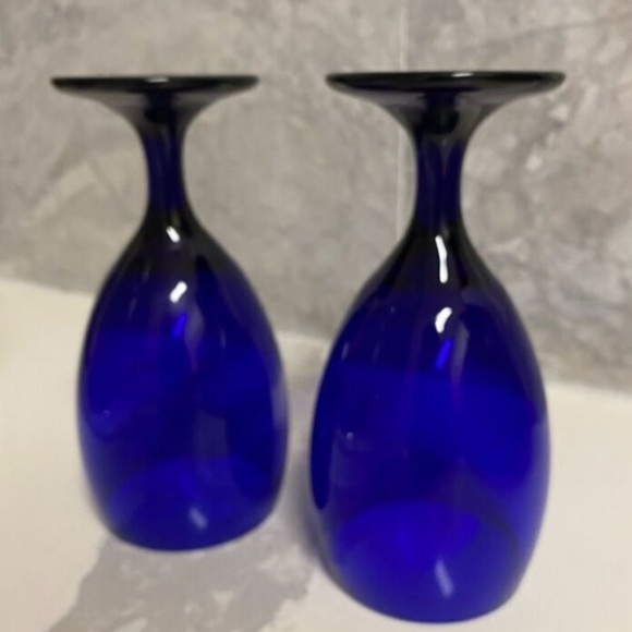 Vintage Cobalt Blue Wine/Tea/Water Glass Libbey Glass Lot of 2 Drinkware - Picture 2 of 6